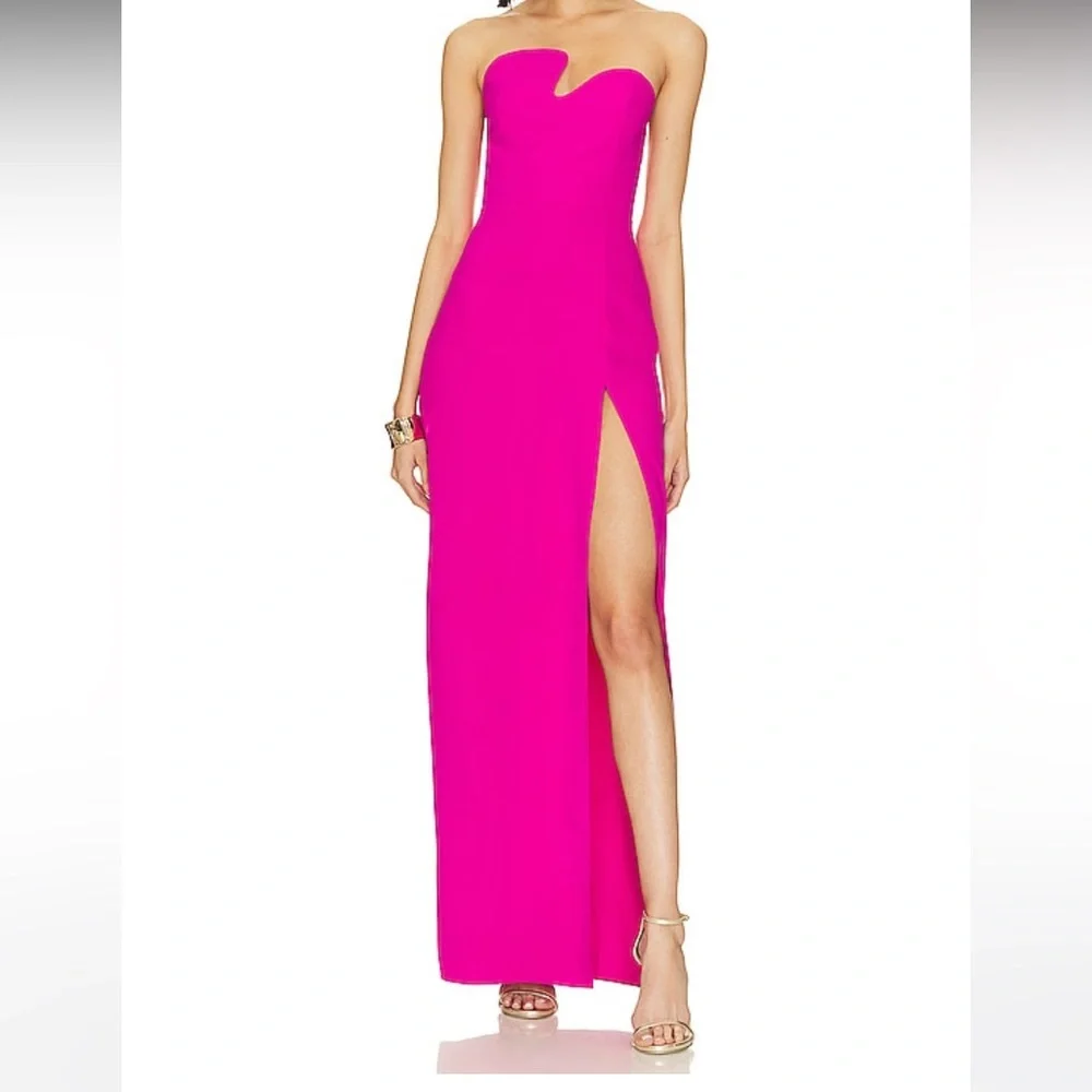 Amanda Uprichard x Revolve Strapless Puzzle Gown in Dark Hot Pink - Picture 1 of 4
